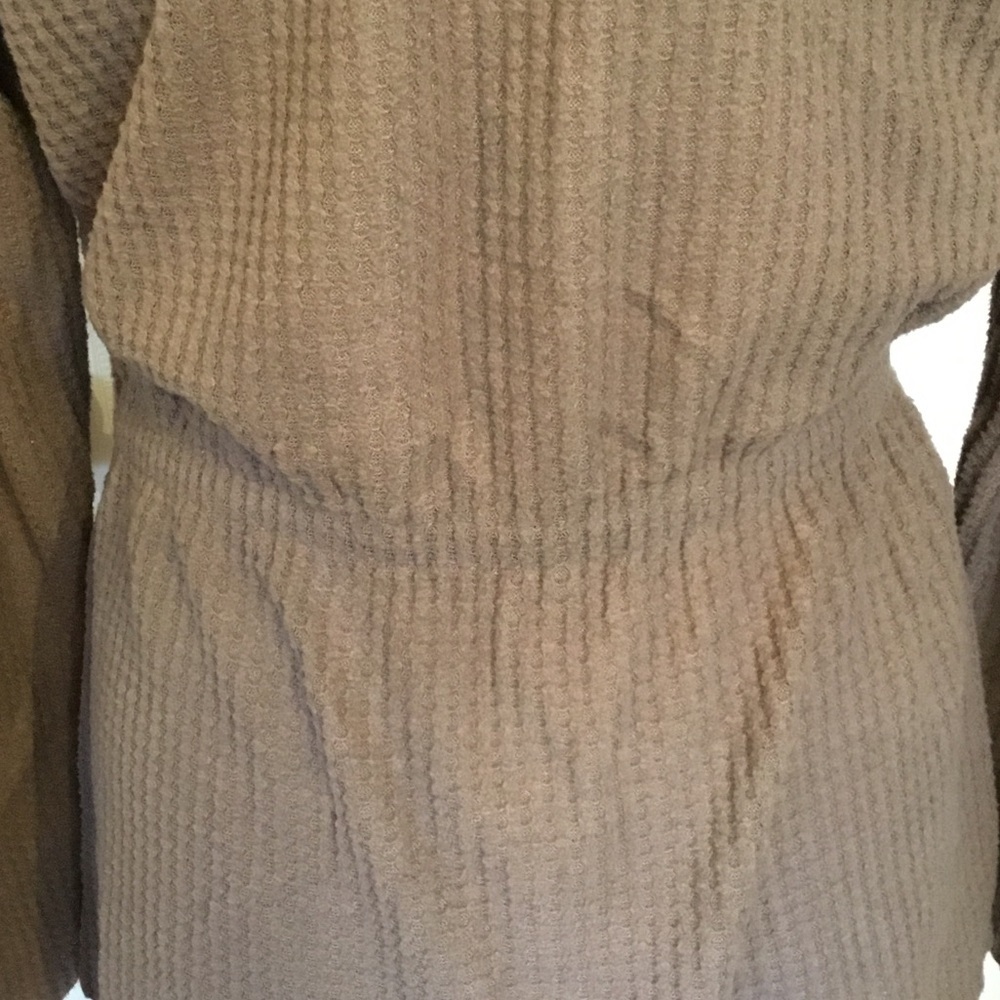 AnyBody Taupe Open-Front Draped Ribbed Cardigan - Picture 5 of 6